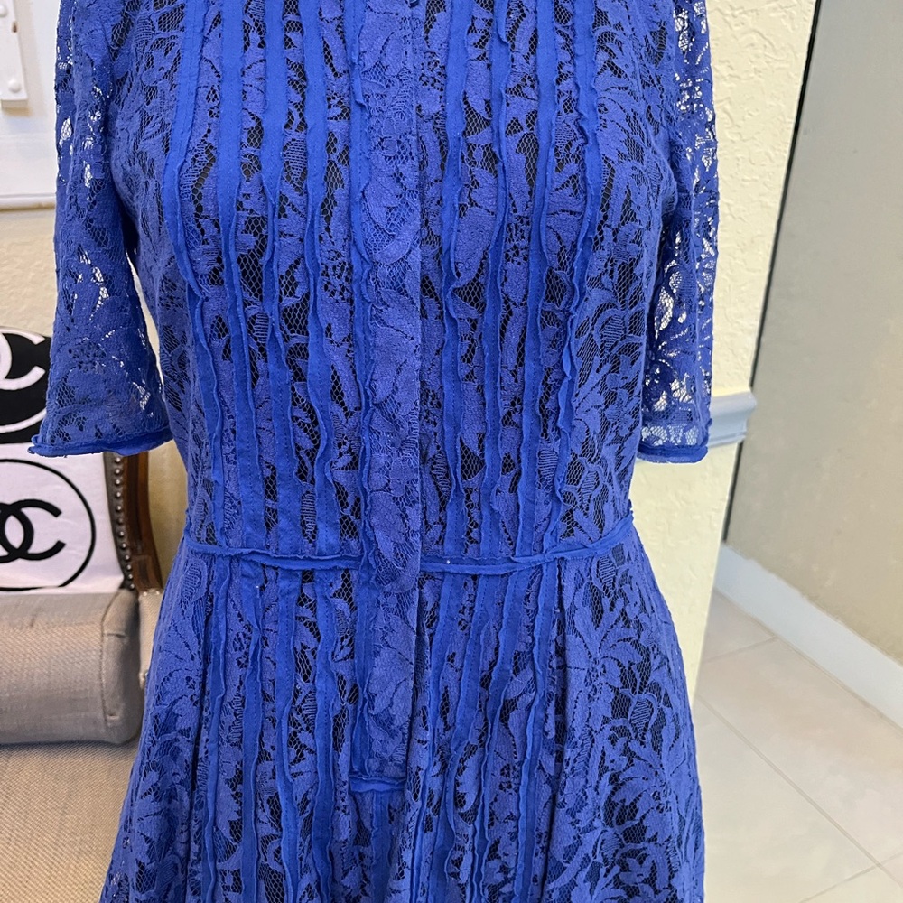 BCBGMaxAzria Royal Blue Lace Long Sleeve Dress